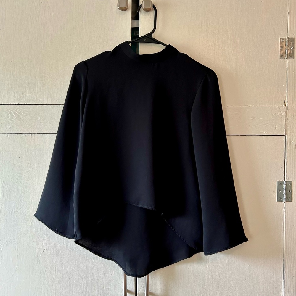 Zara basic small long sleeve Black Asymmetrical Blouse